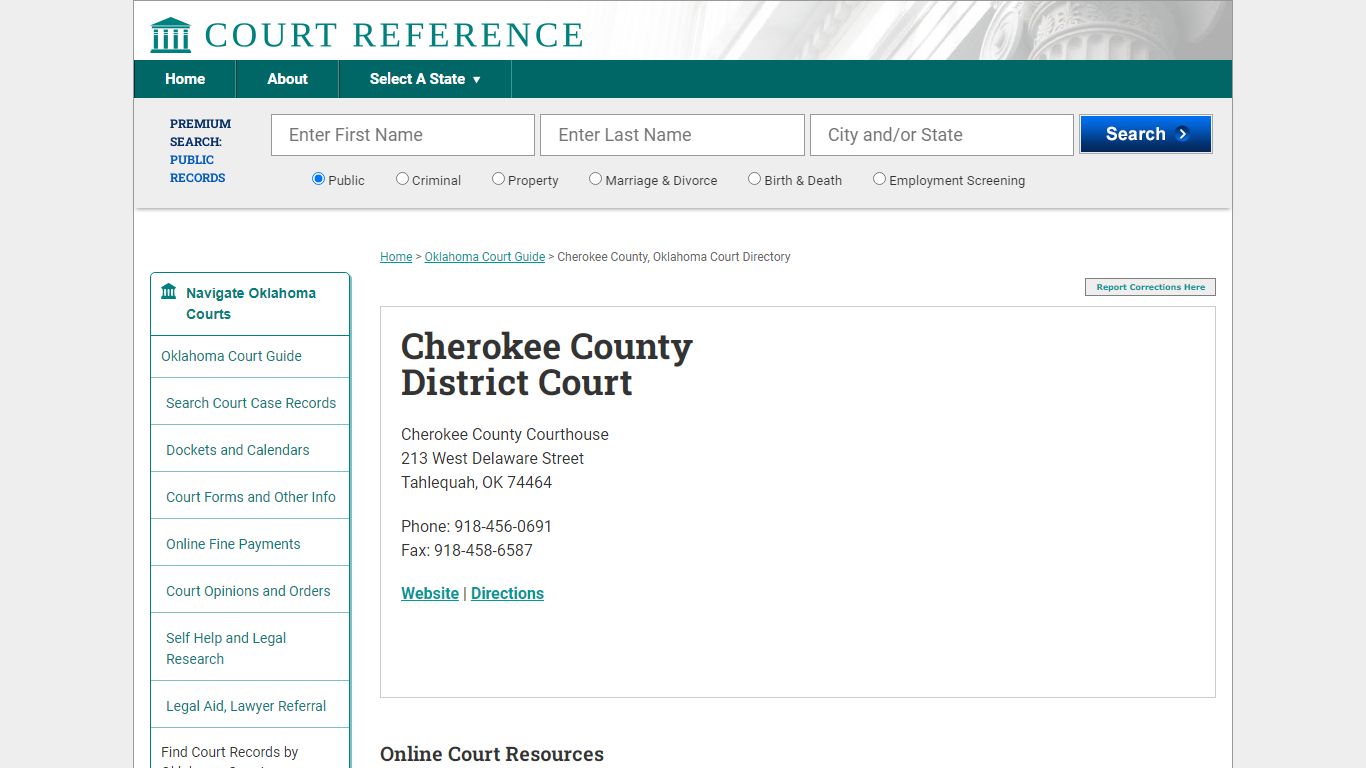 Cherokee County District Court - Court Records Directory